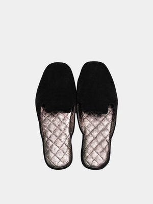 Womens leather slippers Black Nomad - Perfect handmade gift by Saint Shalih