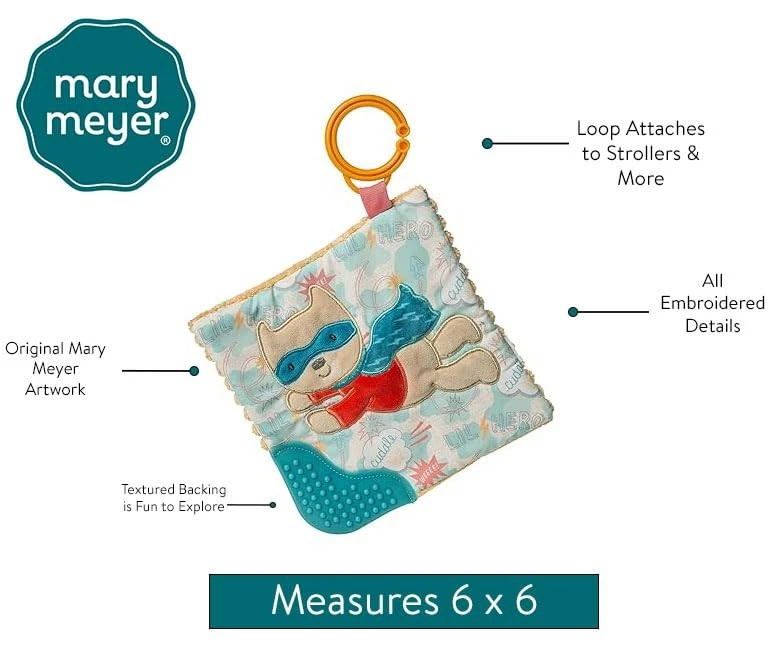 Crinkle Teether Toy with Baby Paper and Squeaker, 6 x 6-Inches, Lil' Hero - Image 4 of 4