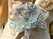 embroidered applique hand sewn layered flower 7" glass beads 1pc