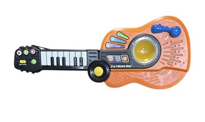 VTECH 3-in-1 MUSICAL BAND. Piano, Drum, Guitar Tested Works Toy Orange & Black
