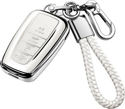 Key Fob Cover with Keychain, Special Soft TPU Key Case Protector  Color: White