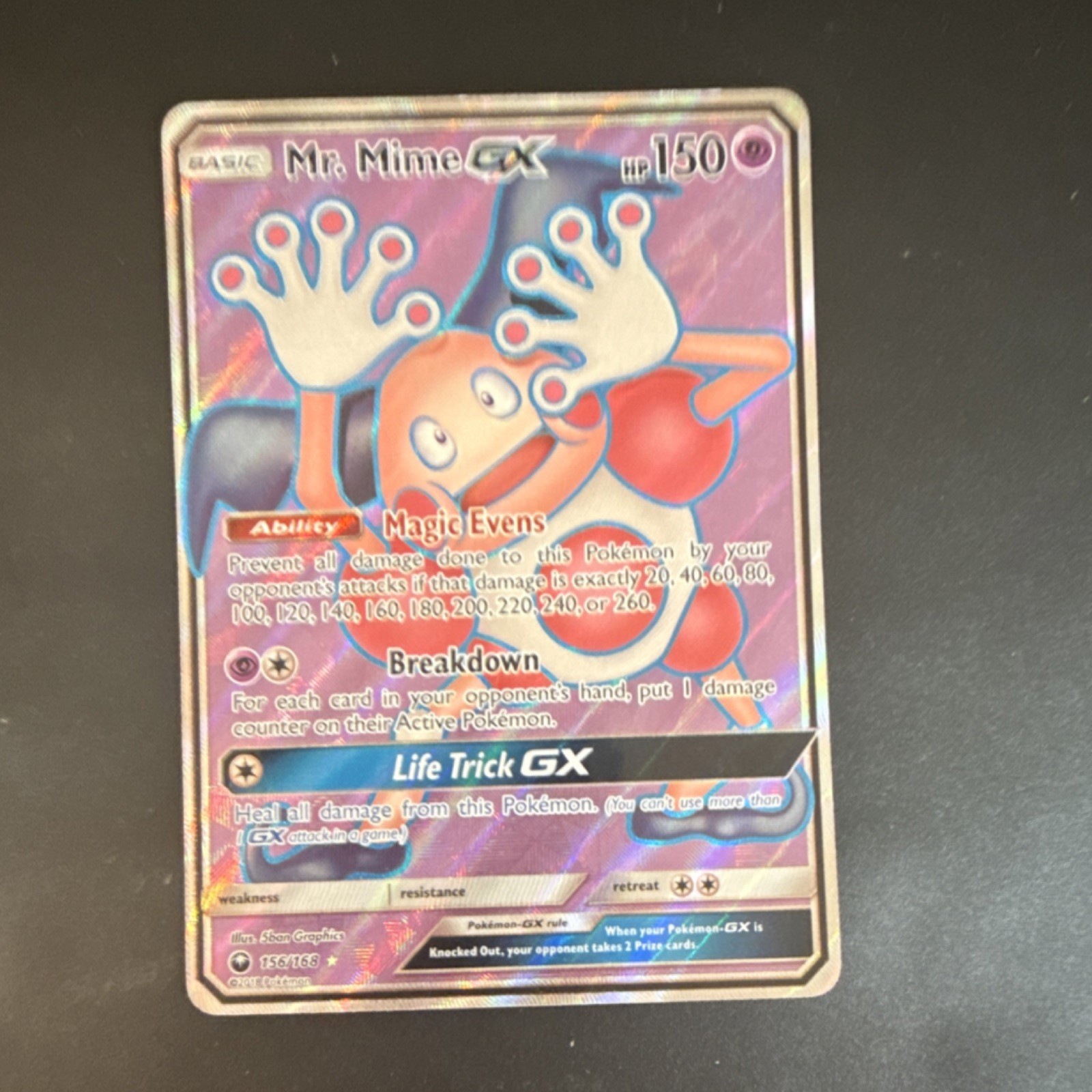 Pokemon Mr. Mime GX Full Art Holo Ultra Rare 156/168 Celestial Storm ENG 150