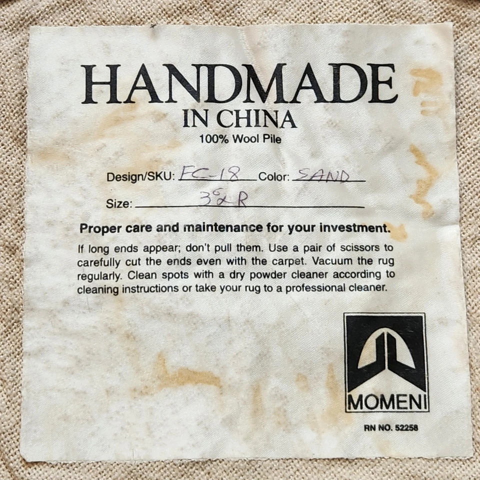 MOMENI 手工制作小地毯花卉米色 100% 羊毛桩 FC-18 3' 圆形 — 第 4/4 张图片