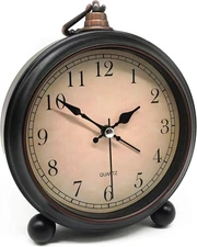 Vintage Retro Analog Alarm Clock, 4 inch Super Silent Non Ticking Small Clock wi