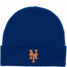 NEW YORK METS CLASSIC LICENSED BLUE/ORANGE CUFFED KNIT BEANIE HAT