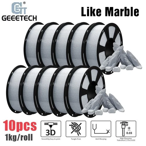 10KG Geeetech 3D Drucker Filament PLA 1.75mm 1KG/Rolle Wie Marmor Grau NEU