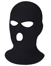 3 Holes Ski Mask Full Face Cover Outdoor Balaclava Winter Large Pure Black