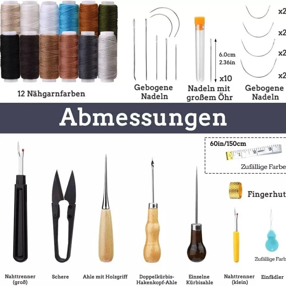 Schuhmacher und Sattler Nähset Leder Nähahle mit Gewachstem Ledergarn DE - Bild 4 von 4