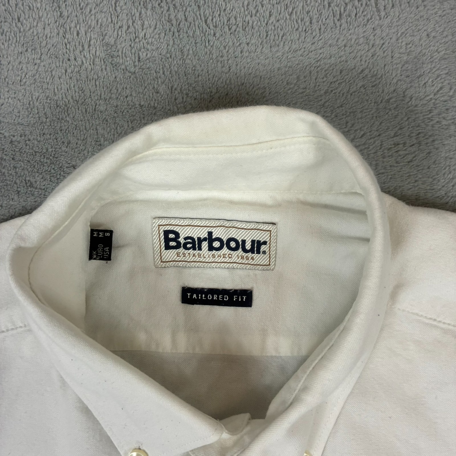 VTG Barbour White Oxford Size Medium Tailored Fit L/S Button Down Shirt image 4