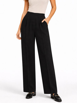 St John Basics Black Knit Trouser Pants Sz 12 Pull On Elastic Waist Career Wear
