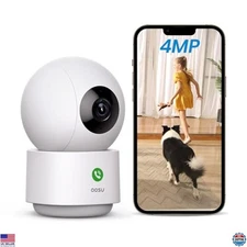 AOSU 4MP Indoor Security Camera - 2.5K Baby & Pet Monitor, 360° View, WiFi,