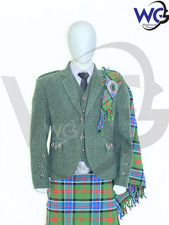 Lovat Green ARGYLE SCOTTISH MEN'S KILT JACKET & WAISTCOAT 5 BONE BUTTON VEST