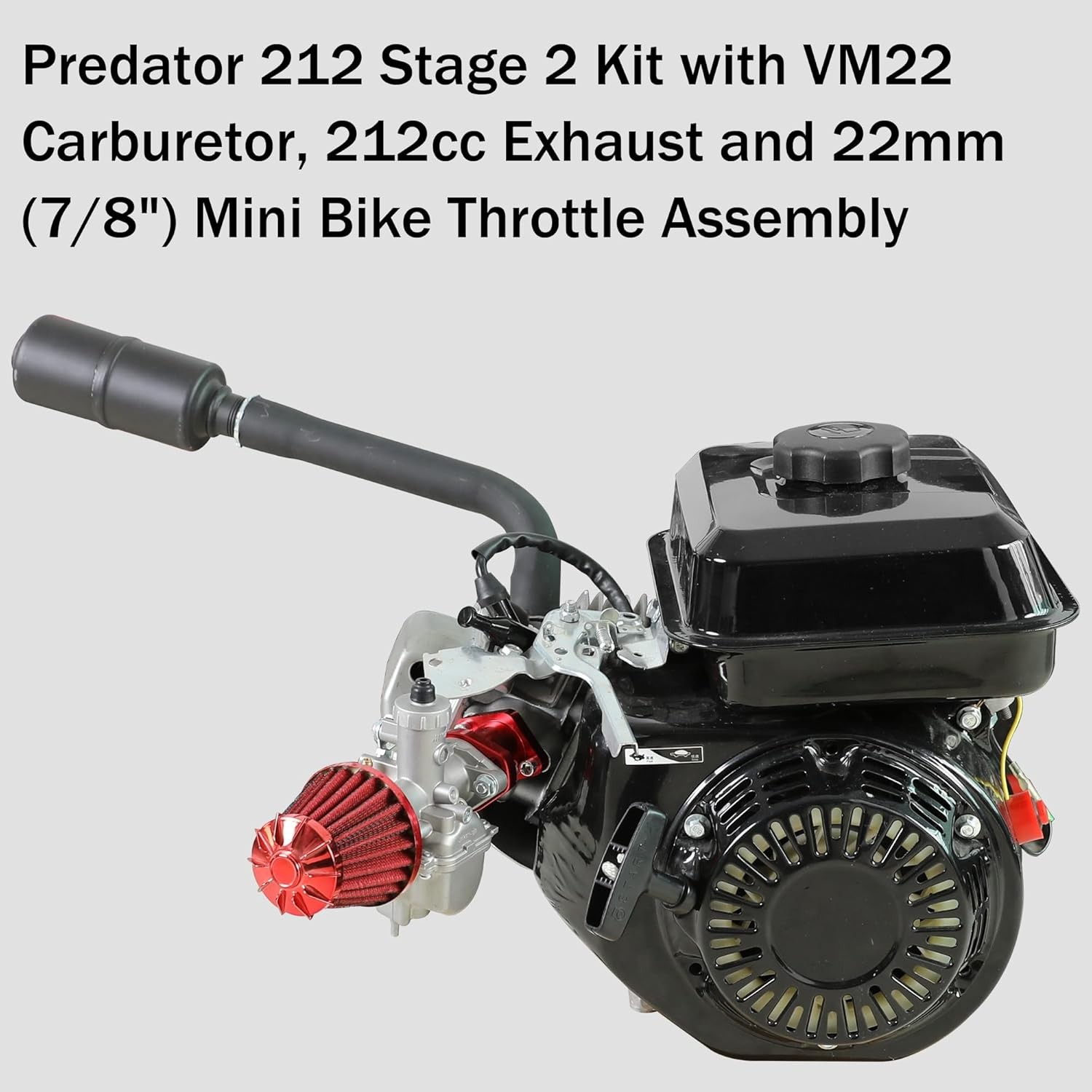 YOXUFA Predator 212 Stage 2 Kit with VM22 Carburetor Exhaust Pipe Muffler
