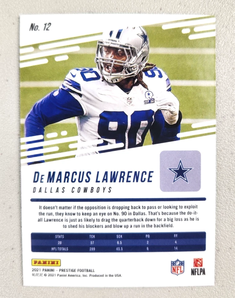 🔥DeMarcus Lawrence #12 2021 Prestige XTRA Points #/249 Blue Parallel Base Card! - Image 3 of 3