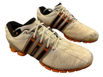 Adidas Tour 360 Boost Golfschuhe Herren UK 12 Weiß Leder Spikes Qualitätsschuhe