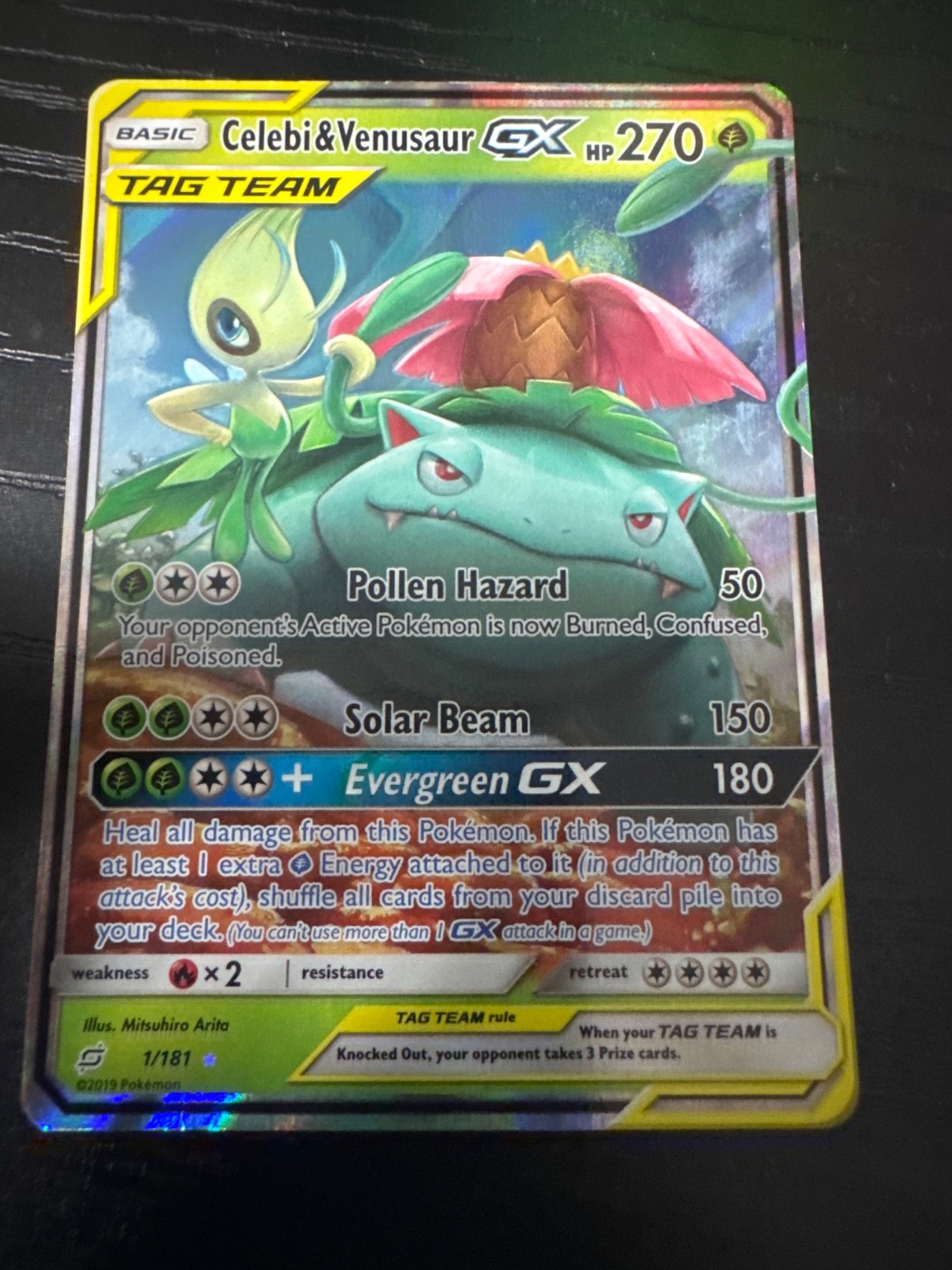 Celebi & Venusaur GX 1/181 Sm-Team Up Holo near mint condition