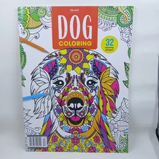 Blissful Dog Coloring Book  Activity Magazine 32 Inspiring Designs Adults Kids 
