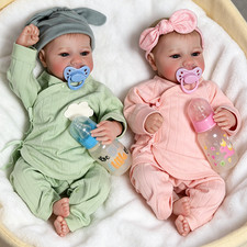 Realistic Twins Reborn Baby Dolls Vinyl Silicone Lifelike Newborn Girl Boy Doll
