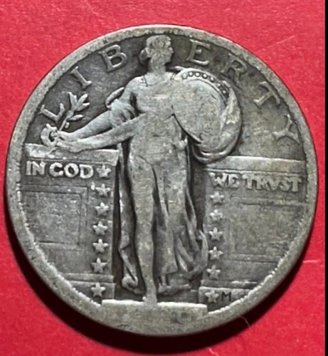 1920 US Standing Liberty SILVER Quarter! "Philadelphia" Mint! VG! Old US Coin!