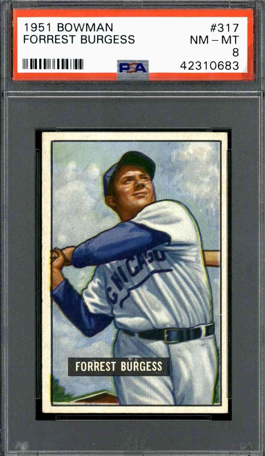 1951 Bowman #317 Forrest Burgess - PSA 8