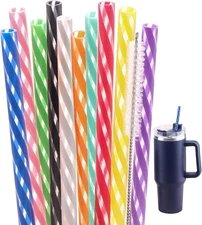 10 Pack Color Replacement Straws for Stanley 40 oz Tumbler, 12 inch Reusable Str