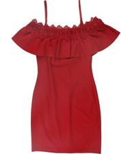 BCX Womens Lace Trim Bodycon Dress, Red, Juniors, 5