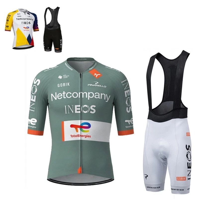 2026 Ineos Hombres Ciclismo Manga Corta Camisetas Baberos Pantalones Cortos Ciclismo Jersey Conjuntos Baberos