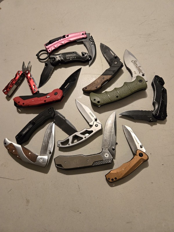 Lot Of 12 Pocket Knives Folding Blades Assisted Open & Manual Knifes, Multi Tool