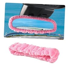 Car Rearview Mirror Cover, Pink Plush Elasticity Rear View Mirror Decorative