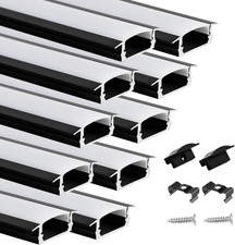 10Pack 6.6FT/2M Recessed LED Channel U Shape Black Aluminum LED Strip Diffuser C