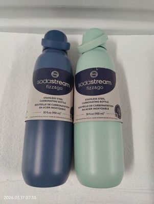 2pk Sodastream Fizz & Go Stainless Steel Mint Green Carbonating Bottle 30 fl oz