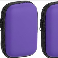 PURPLE Earbud Case, Earphone Case Holder EVA Headphone Storage Bag Small Zipper