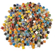 784 Pieces Colorful Tiny Square Ceramic Mosaic Tiles for Crafts, Glazed Porce...