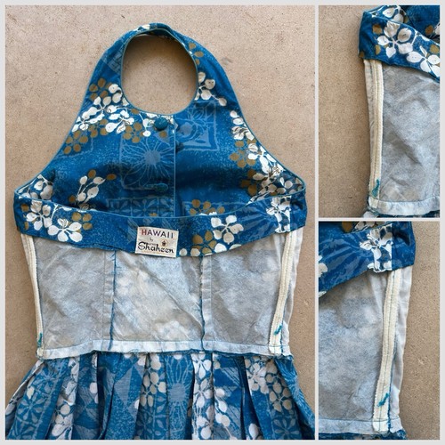 1960s Alfred Shaheen Hawaiian Floral Block Print Halter Dress Tiki Resort VTG - Picture 19 of 24