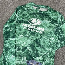 Mossy Oak Fishing Shirt Mens M Long Sleeve Elements Agua Spellout Outdoors NWT