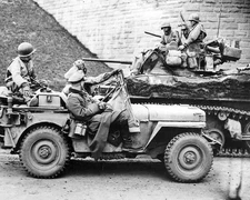 German POW in Jeep by 4th Armored Division World War II WWII WW2 8x10 Photo 879c