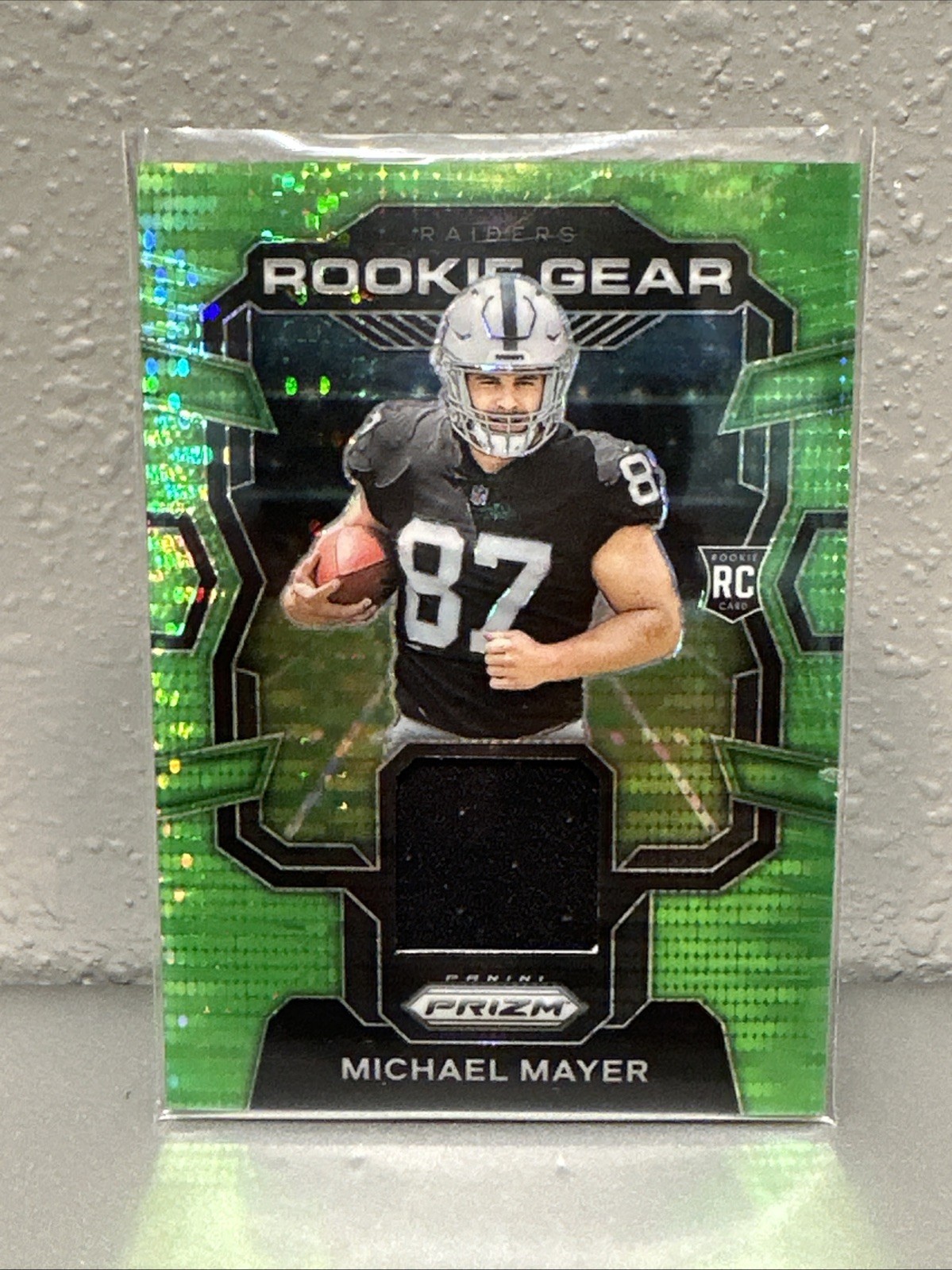 Michael Mayer 2023 Panini Prizm Rookie Gear Neon Green Pulsar #RG-MM Raiders RC