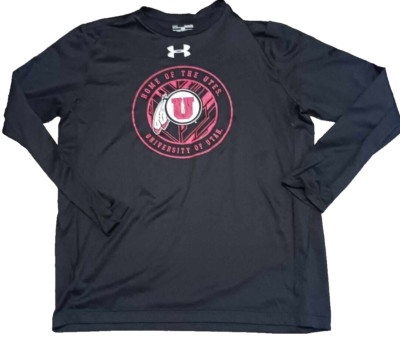 Under Armour HeatGear T-Shirt University Utah Utes Football Mens Medium Black ++