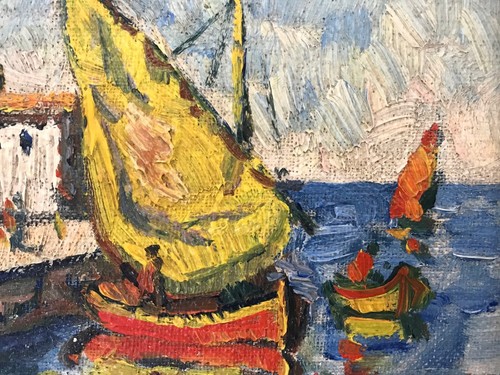 Impressionistic Dock Scene Oil Painting by Woodstock Workshop Artist H. Harvey - Picture 6 of 12