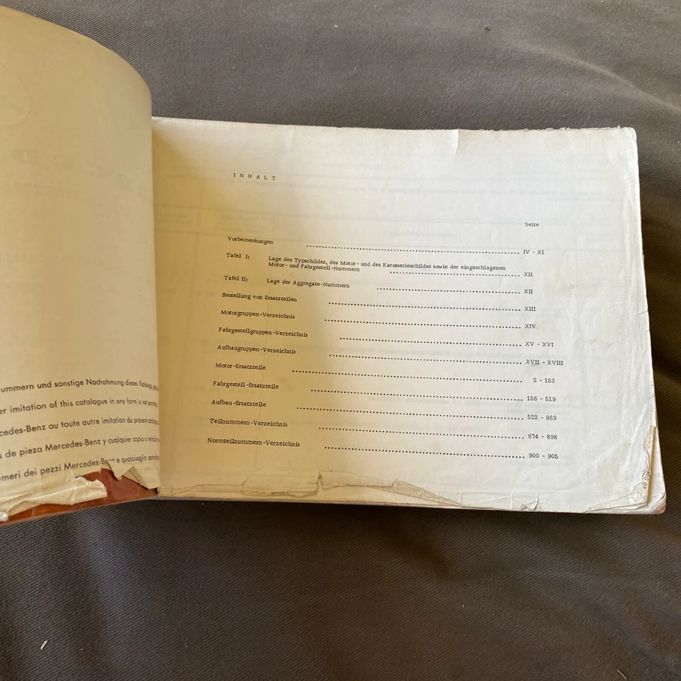 1965 MERCEDES BENZ TYPE 220b 220Sb SPARE PARTS LIST ED D Catalog Manual Foto 4 de 4