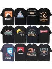   33Style Men Women RHUDE High Quality Cotton Short Sleeve Polo T-Shirt S-2XL