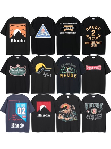 🎁🎁33Style Men Women RHUDE High Quality Cotton Short Sleeve Polo T-Shirt S-2XL