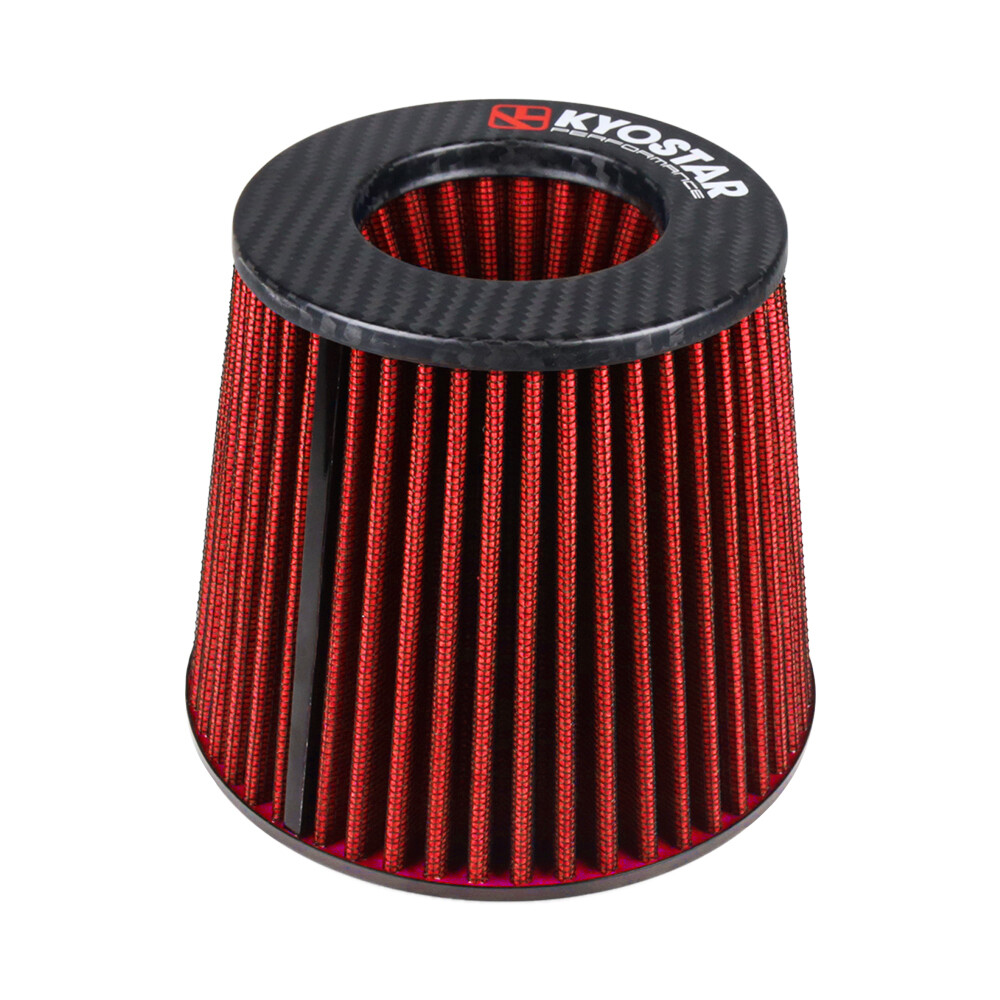 KYOSTAR Carbon Fibre Red 3""/76mm Dry Cone Air Filter Cold Air Intake Washable