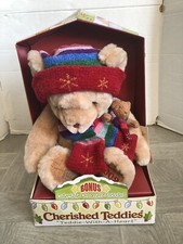 Vintage Cherished Teddies Teddy Plush 2002 Teddie With A Heart Ornament Bear