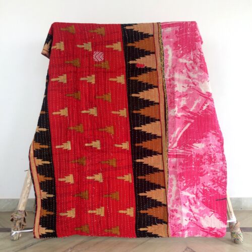 Handmade Vintage Throw Kantha Quilt Indian Blanket Ralli Gudari Bedspread Decor - Picture 8 of 21