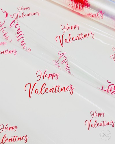 ShredAstic® Happy Valentines red Script Cellophane Film Wrap / 3m Red Ribbon - Picture 2 of 12