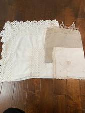 Vintage Handmade Embroidered Tablecloths, Runner, Linens