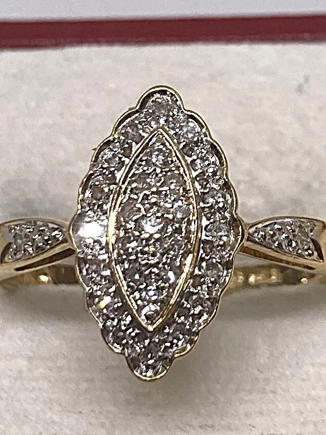 Bague Art Déco En Or Gris 18 Carats Avec Diamant Central - Taille 56, Occasion, Diamant De Couleur Fantaisie (gris)
