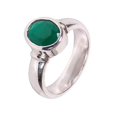 Natural Emerald Ring Silver Ring Birthday Gift For Boys Handmade Ring For Women