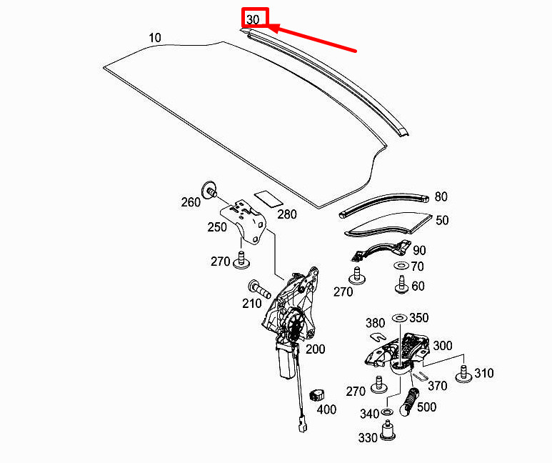MERCEDES-BENZ SLK R172 Rear Shelf Folding Roof Sealing A1727901498  